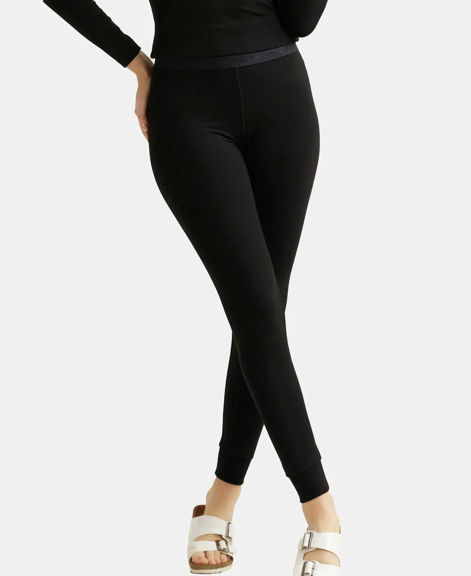 Soft Touch Microfiber Elastane Stretch Leggings with StayWarm Technology - Black