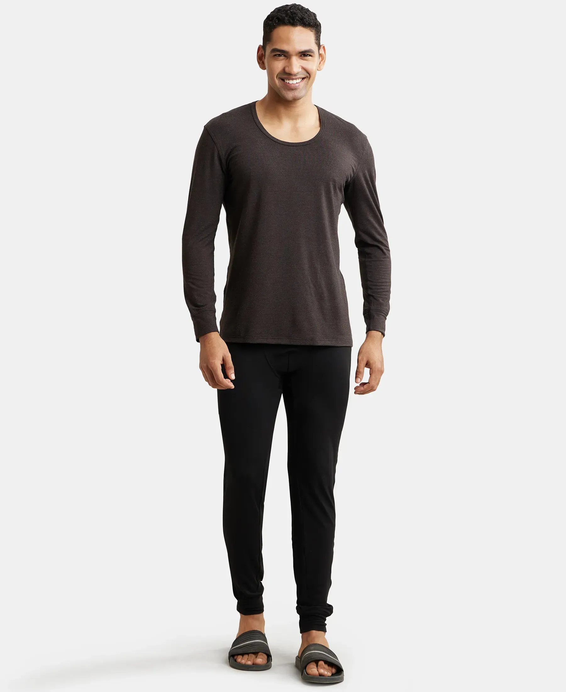 Soft Touch Microfiber Elastane Stretch Thermal Long Johns with StayWarm Technology - Black