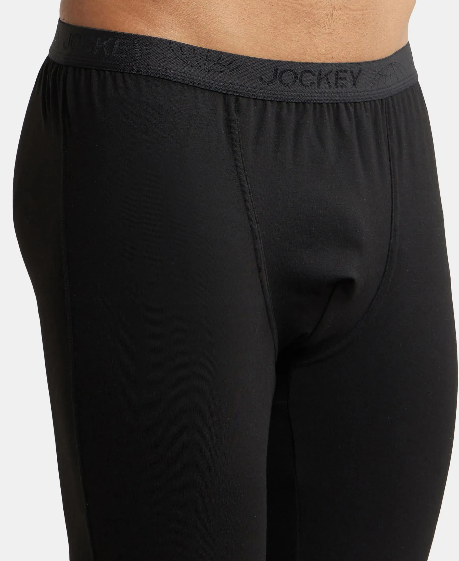 Soft Touch Microfiber Elastane Stretch Thermal Long Johns with StayWarm Technology - Black