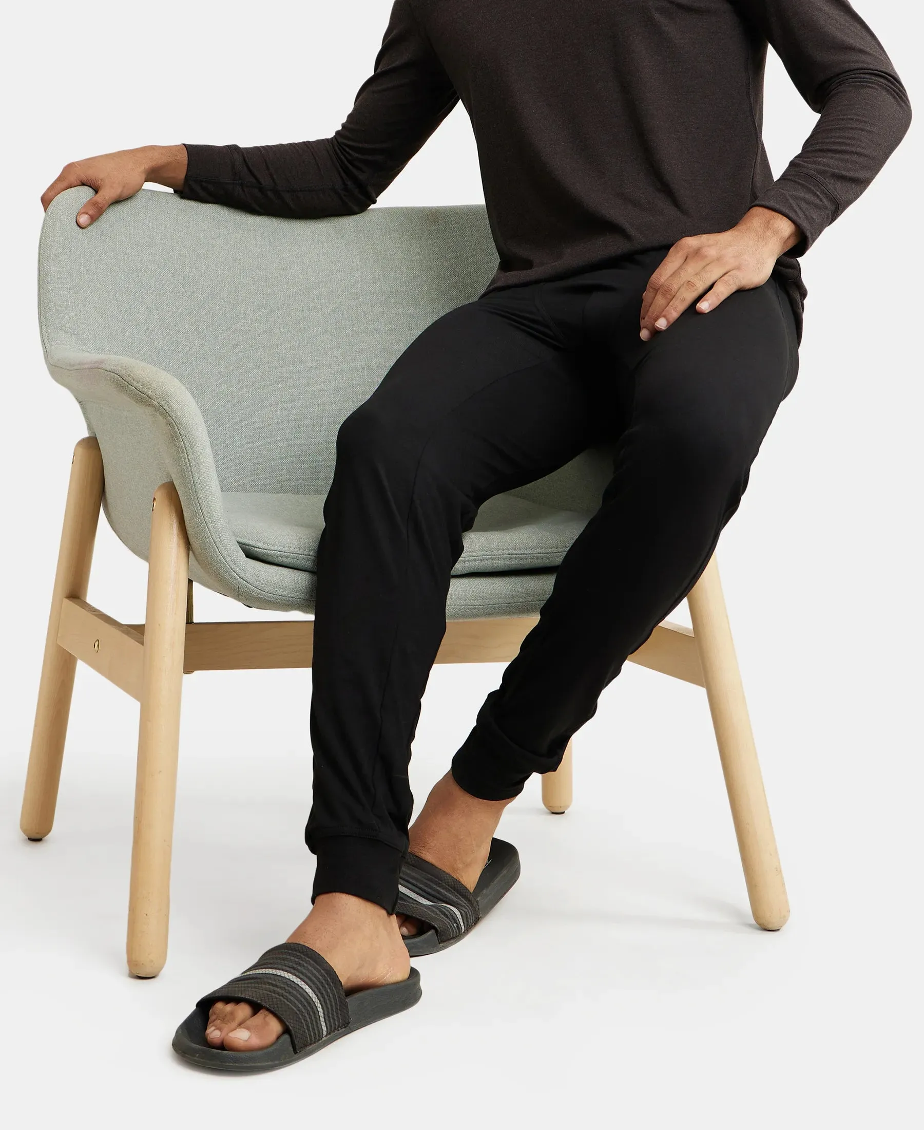 Soft Touch Microfiber Elastane Stretch Thermal Long Johns with StayWarm Technology - Black