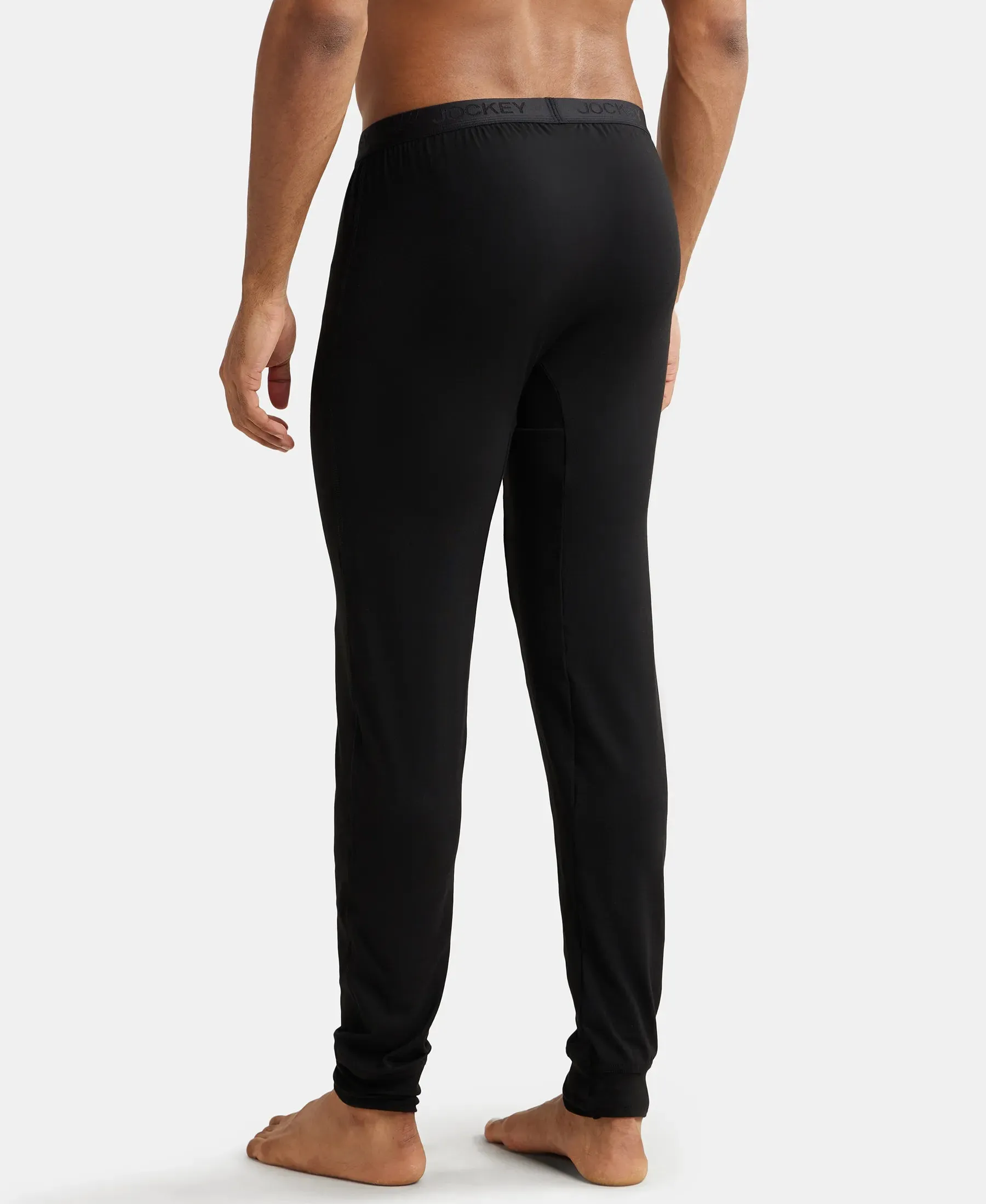 Soft Touch Microfiber Elastane Stretch Thermal Long Johns with StayWarm Technology - Black