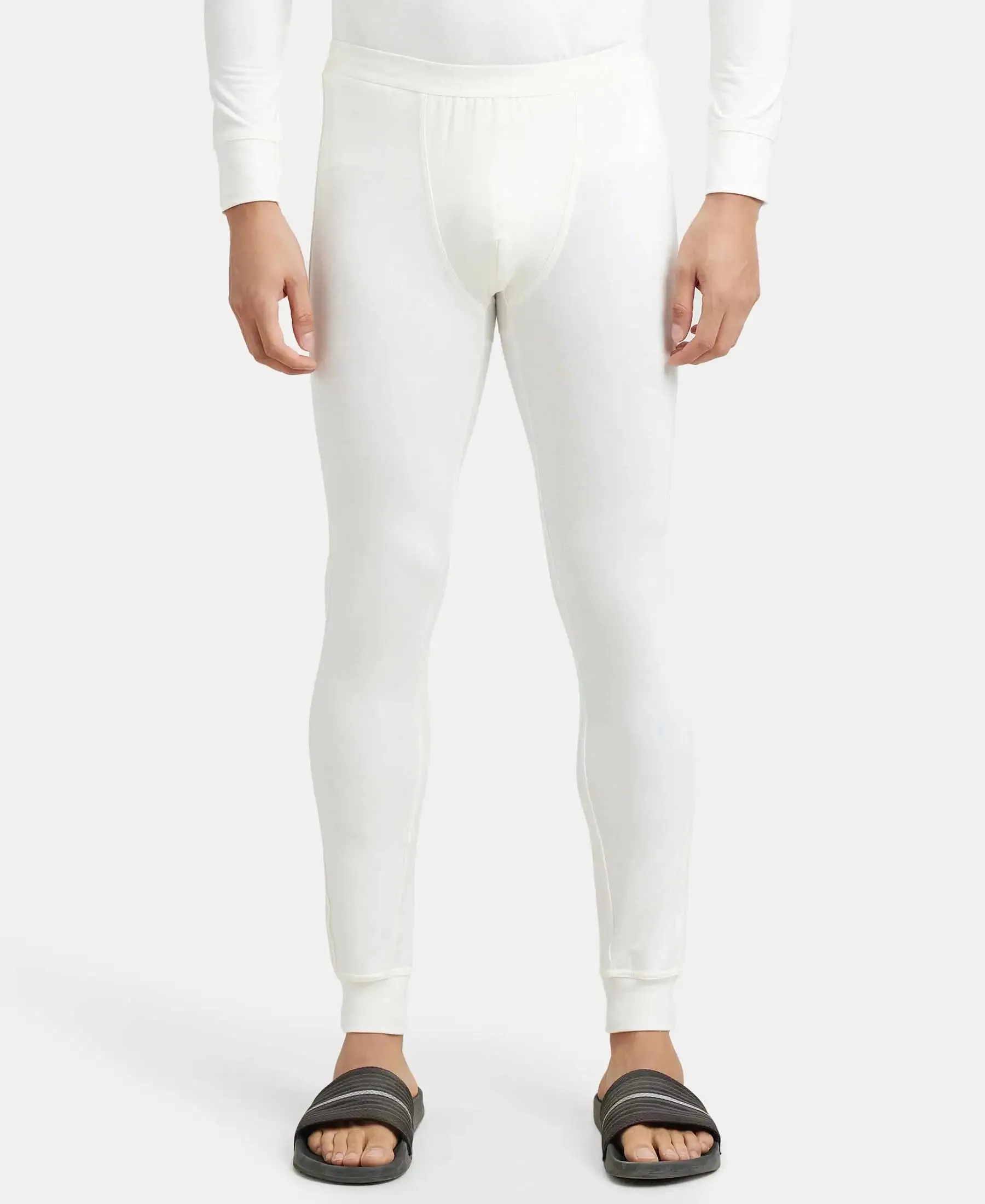 Soft Touch Microfiber Elastane Stretch Thermal Long Johns with StayWarm Technology - White