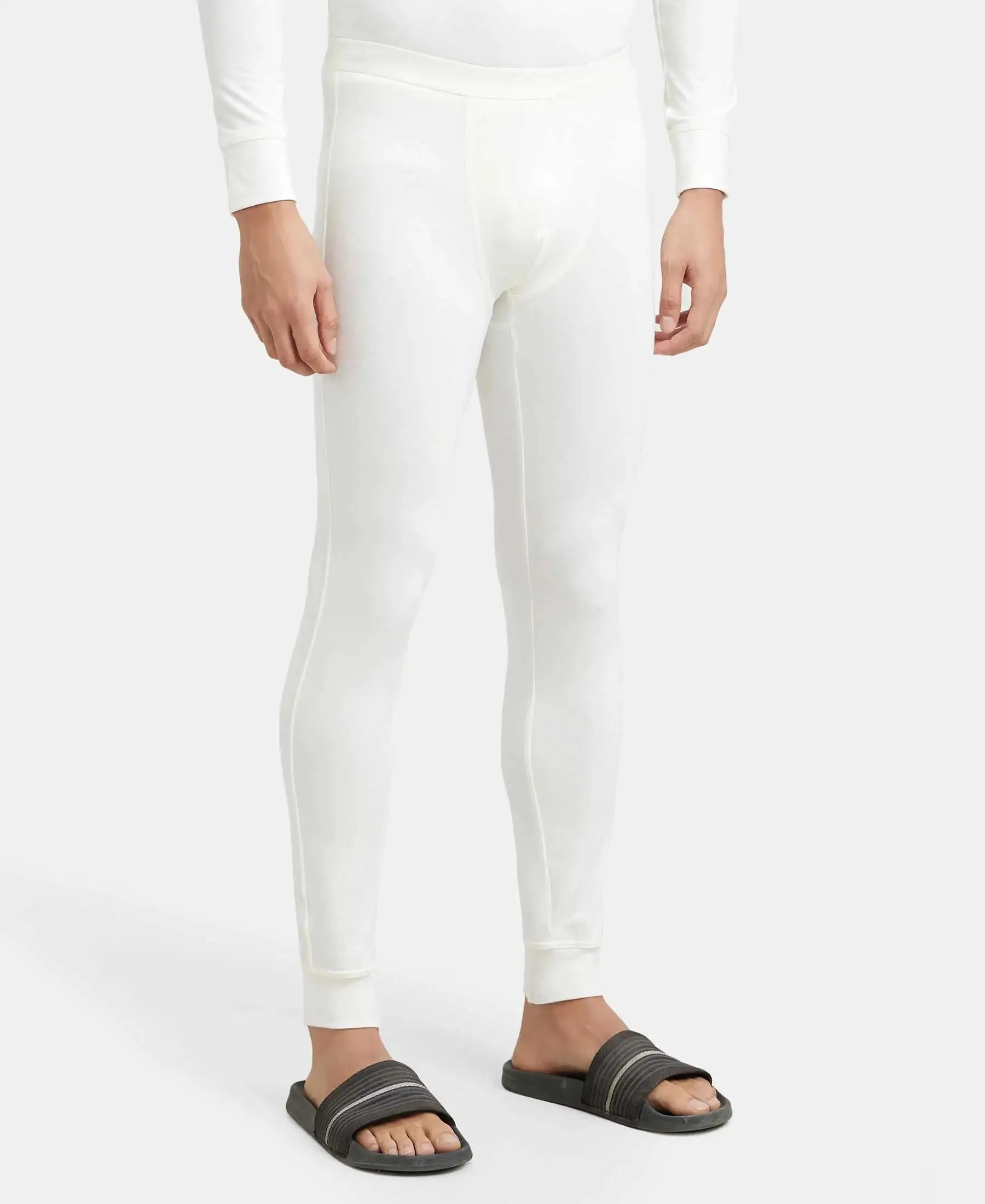 Soft Touch Microfiber Elastane Stretch Thermal Long Johns with StayWarm Technology - White