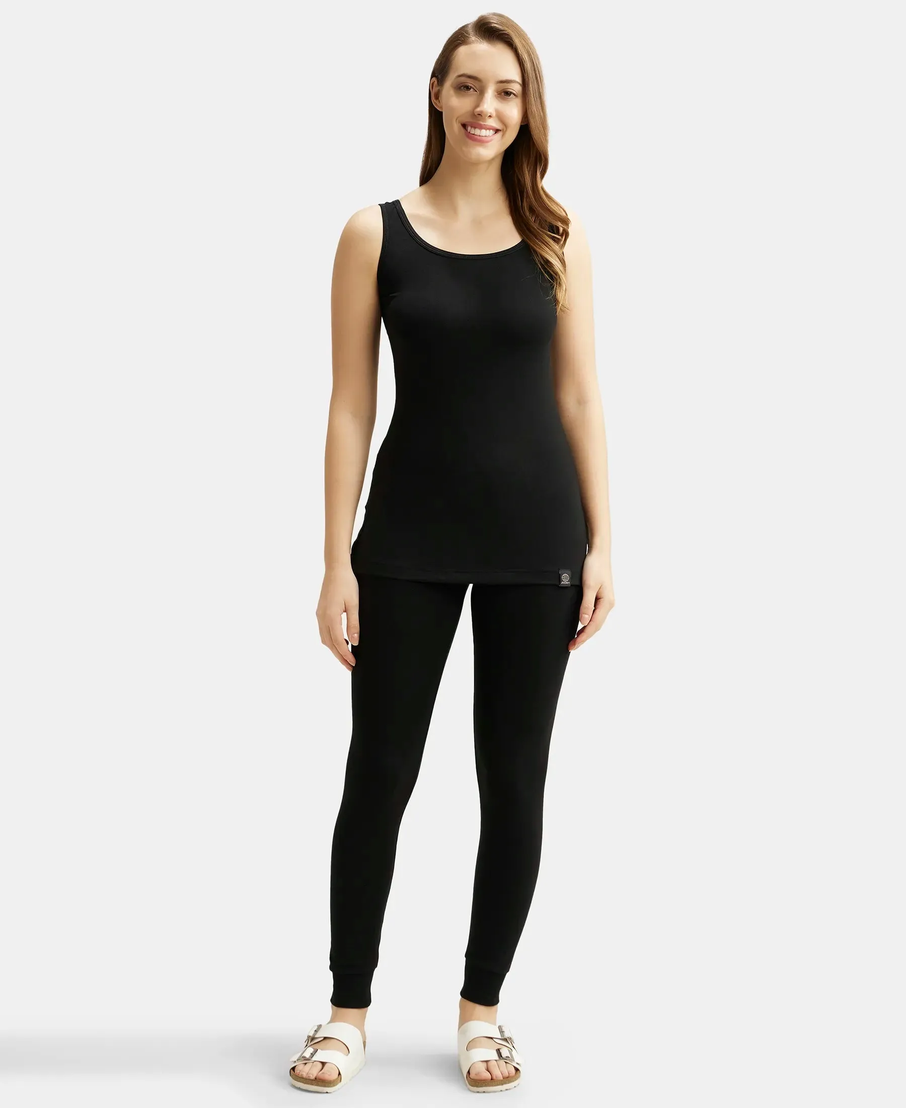 Soft Touch Microfiber Elastane Stretch Thermal Tank Top with StayWarm Technology - Black