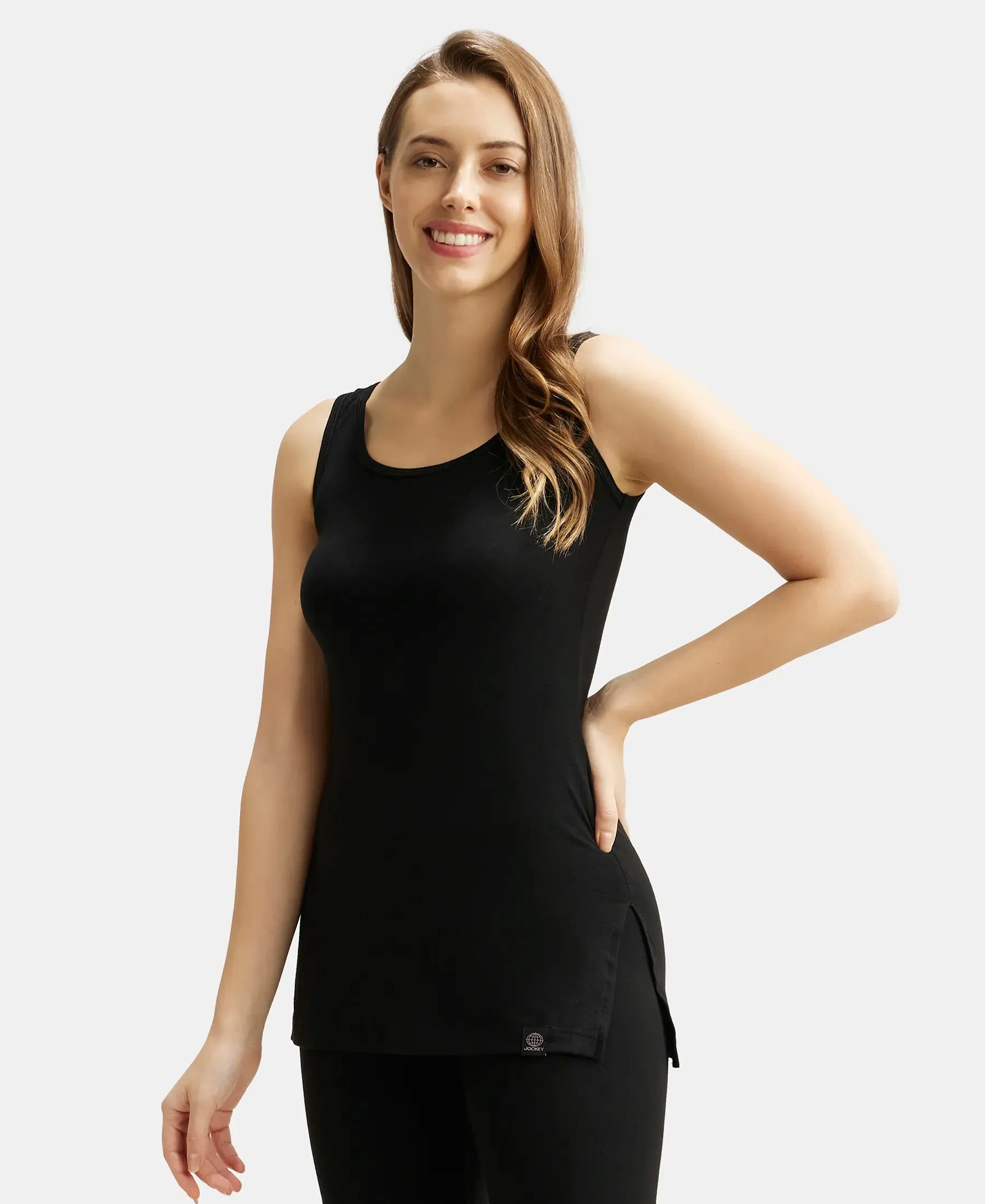 Soft Touch Microfiber Elastane Stretch Thermal Tank Top with StayWarm Technology - Black