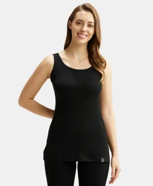 Soft Touch Microfiber Elastane Stretch Thermal Tank Top with StayWarm Technology - Black