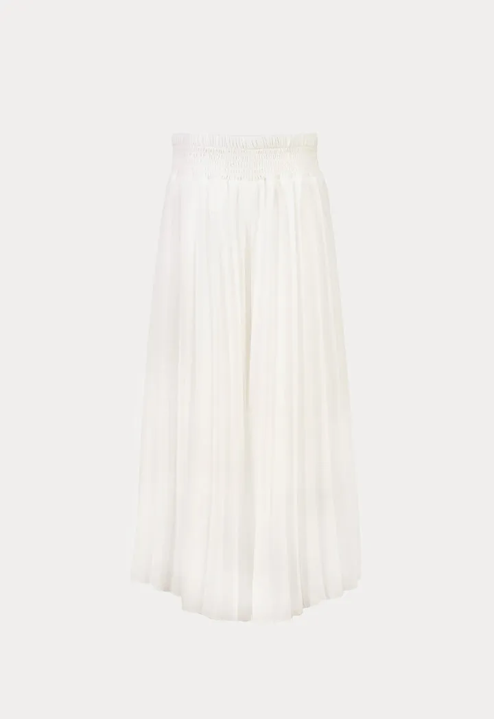 Solid Elasticated Chiffon Pleated Loose Culottes
