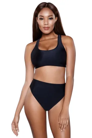 Solid High Waist Two Piece Bikini