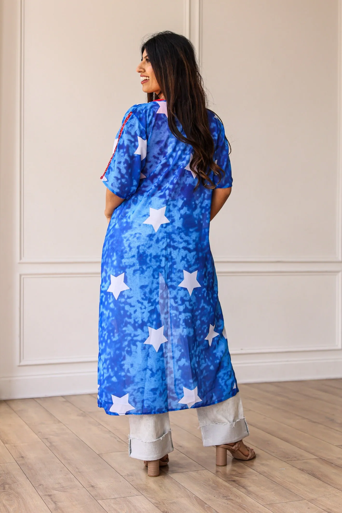 Star Struck Duster with Red Sequin Detail