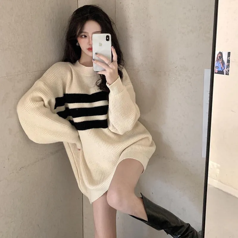 Stripe Design Casual Sweater