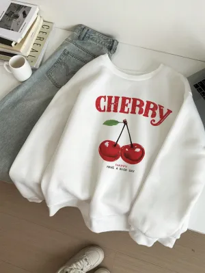 Sudadera Holgada Cherry Vibes con Estampado de Flores 🌸