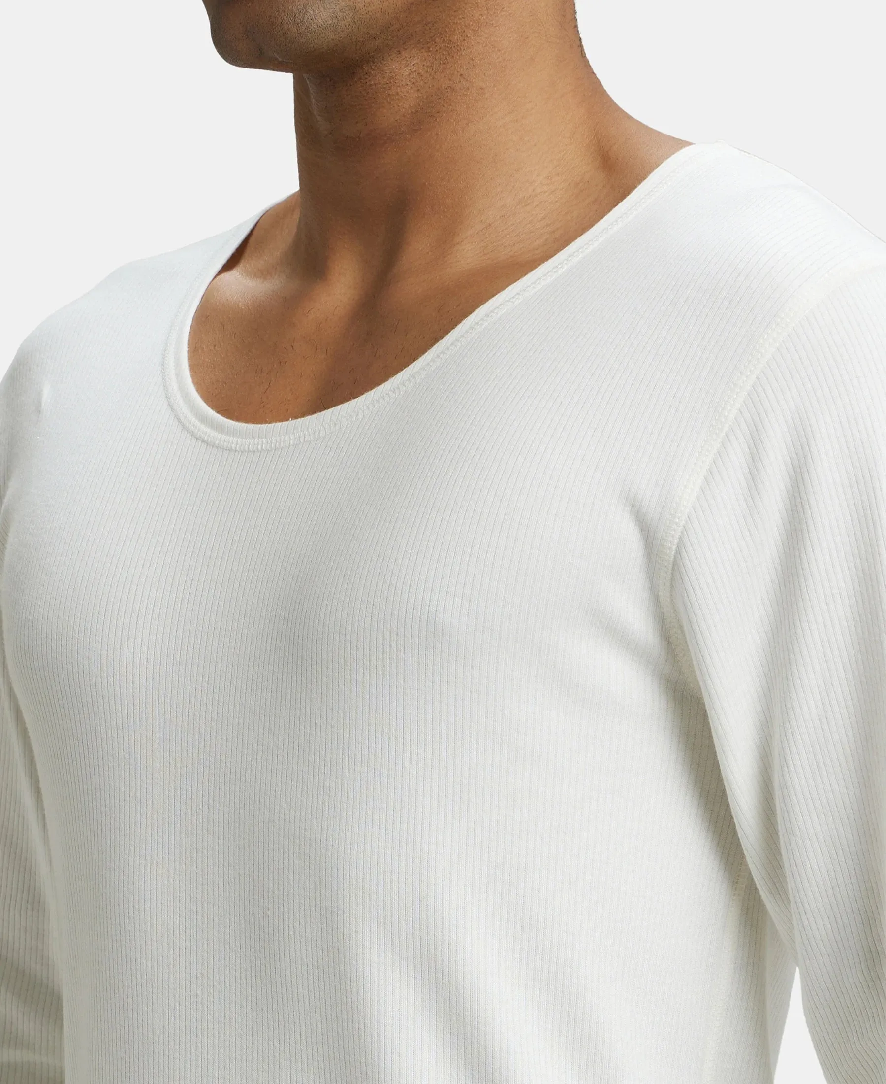 Super Combed Cotton Rich Full Sleeve Thermal Undershirt with StayWarm Technology - Off White