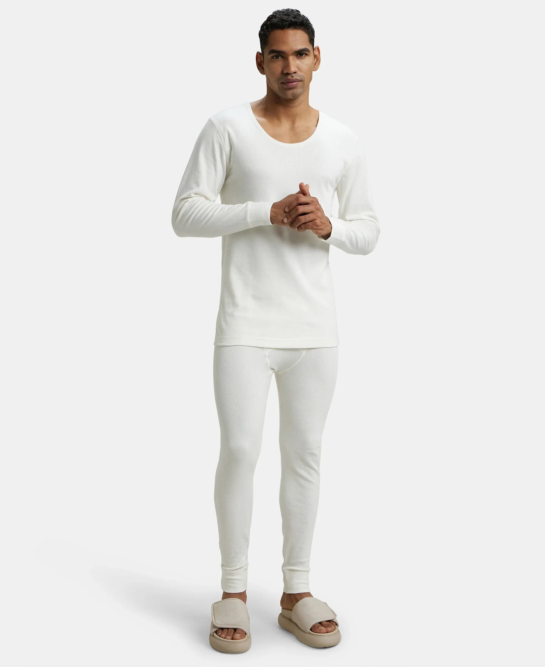 Super Combed Cotton Rich Full Sleeve Thermal Undershirt with StayWarm Technology - Off White