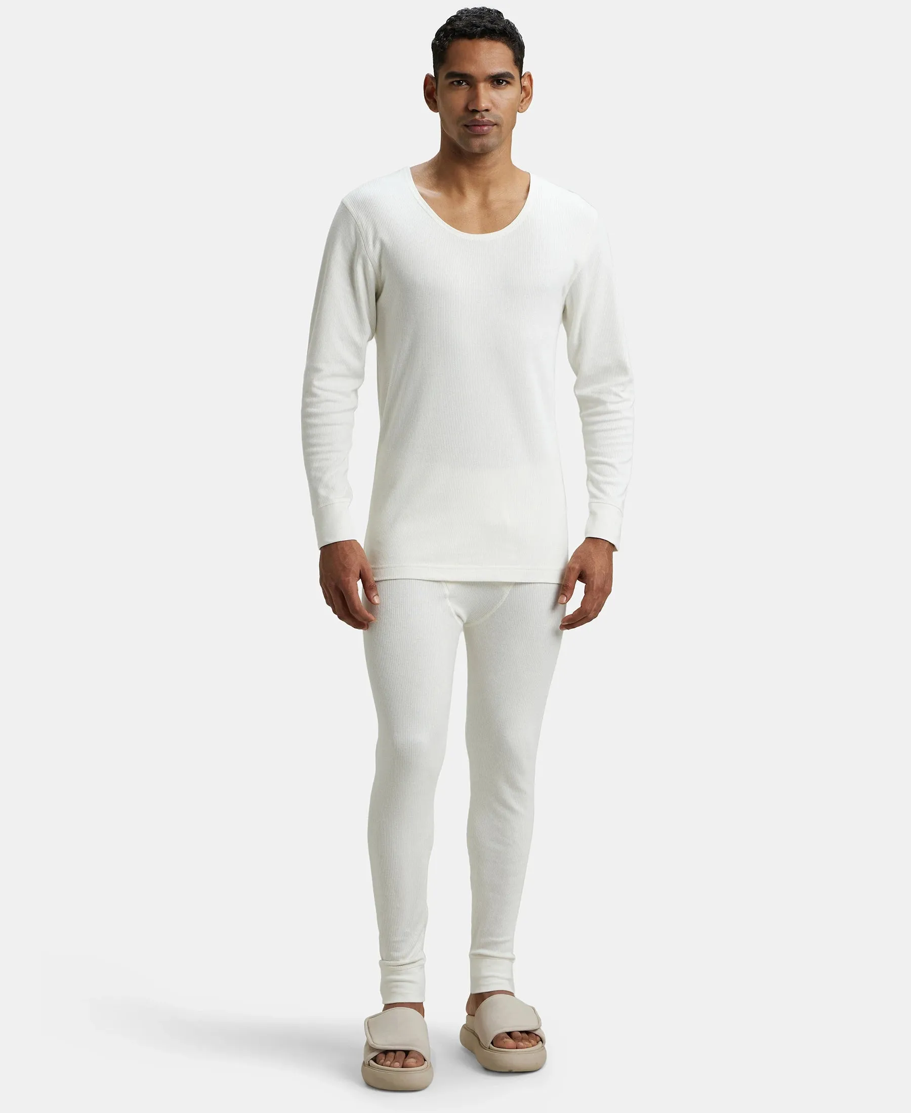 Super Combed Cotton Rich Full Sleeve Thermal Undershirt with StayWarm Technology - Off White