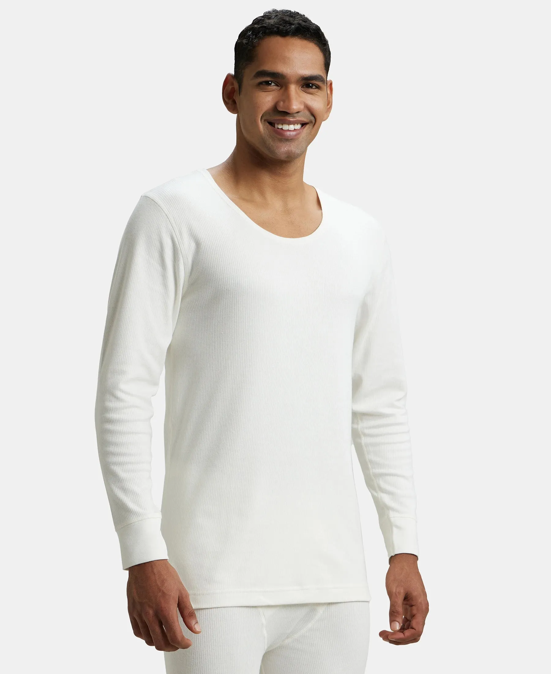 Super Combed Cotton Rich Full Sleeve Thermal Undershirt with StayWarm Technology - Off White