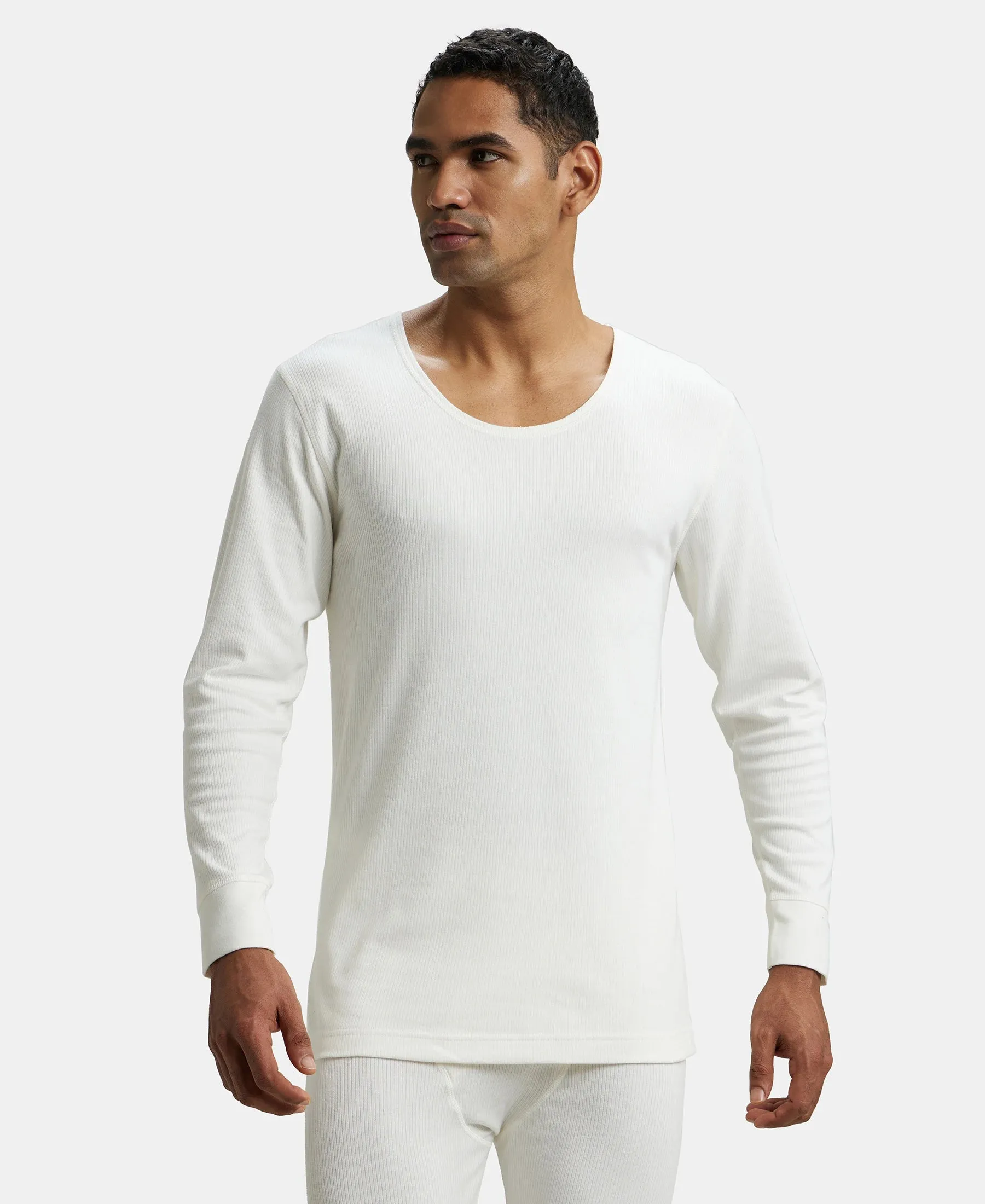 Super Combed Cotton Rich Full Sleeve Thermal Undershirt with StayWarm Technology - Off White