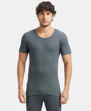 Super Combed Cotton Rich Half Sleeved Thermal Undershirt with StayWarm Technology - Charcoal Melange