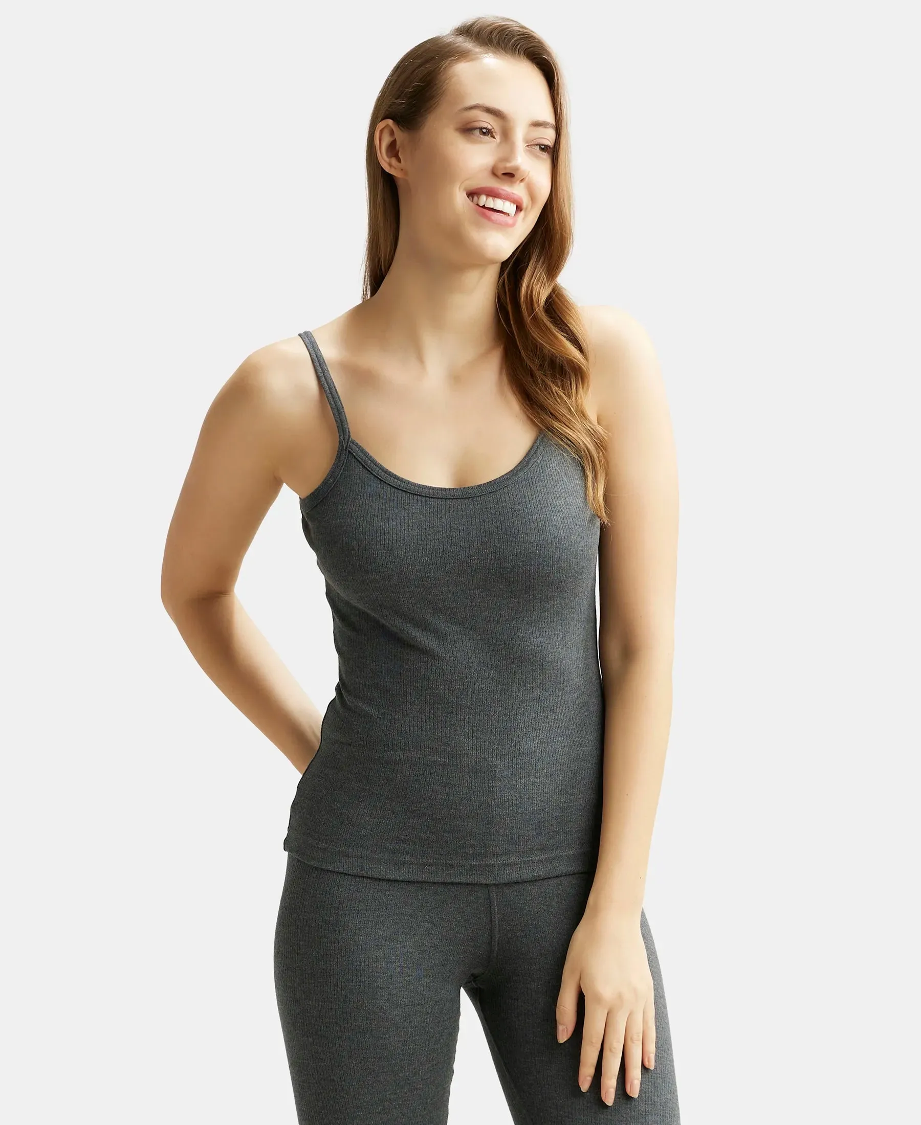 Super Combed Cotton Rich Thermal Camisole with StayWarm Technology - Charcoal Melange