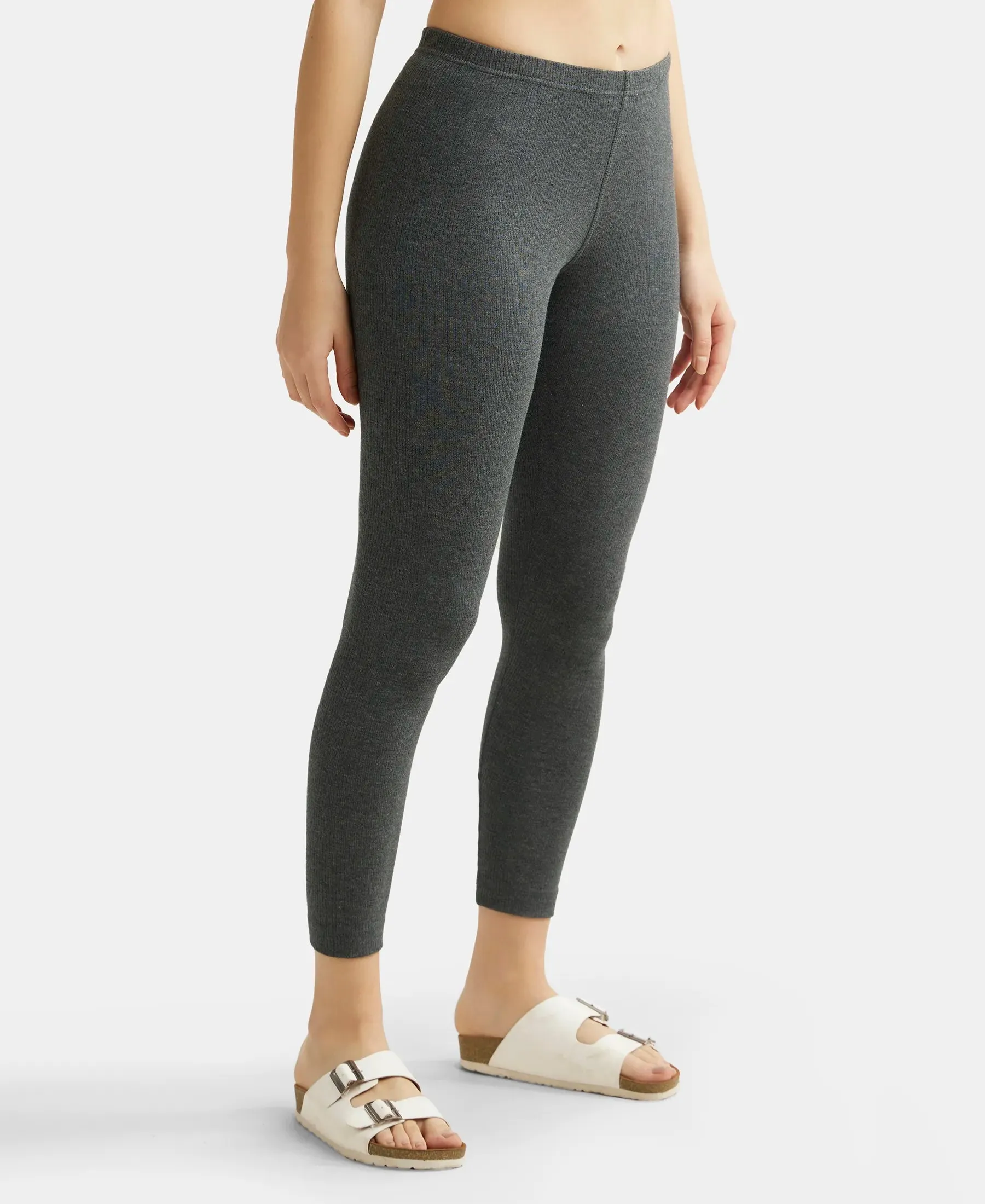 Super Combed Cotton Rich Thermal Leggings with StayWarm Technology - Charcoal Melange