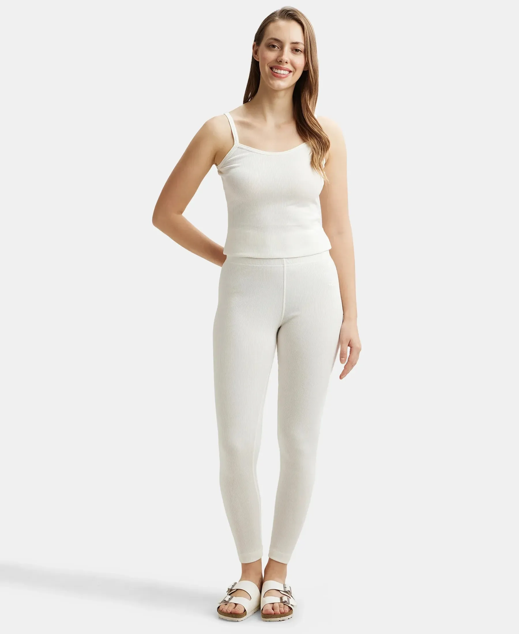 Super Combed Cotton Rich Thermal Leggings with StayWarm Technology - Off White