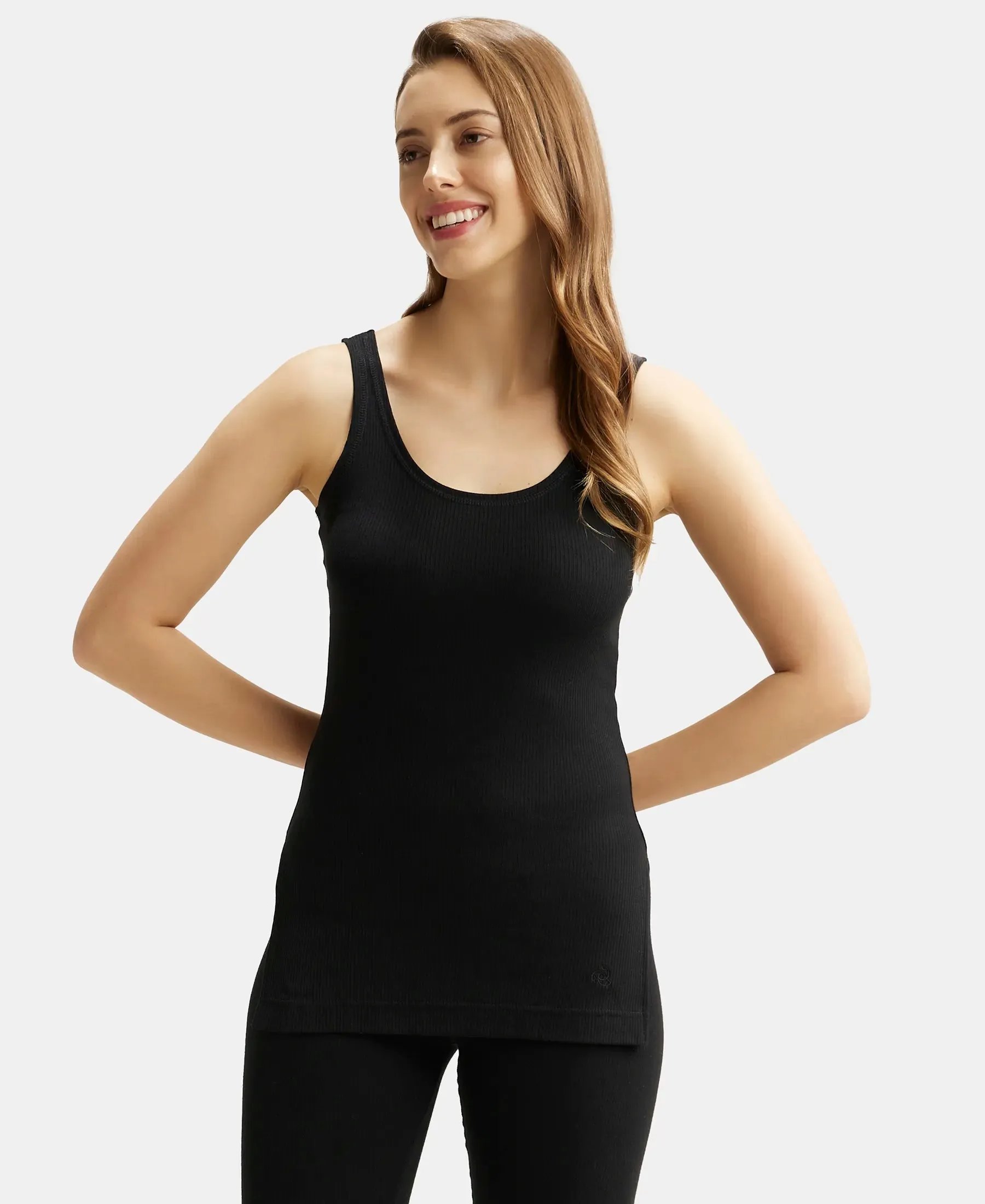 Super Combed Cotton Rich Thermal Tank Top with StayWarm Technology - Black