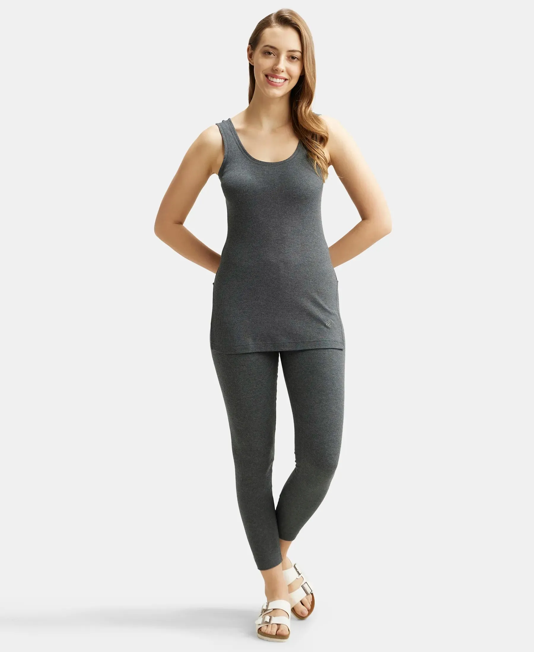 Super Combed Cotton Rich Thermal Tank Top with StayWarm Technology - Charcoal Melange