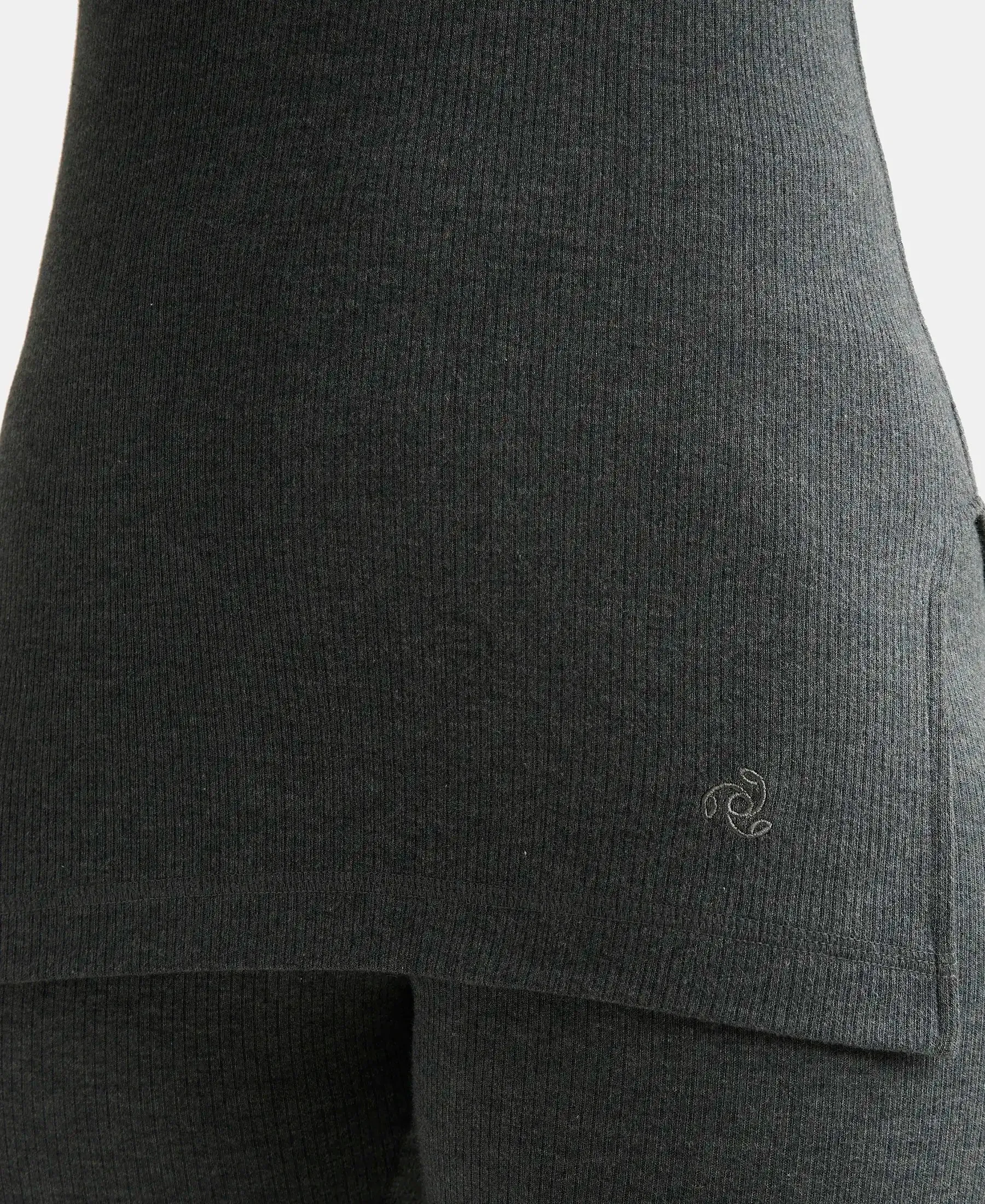 Super Combed Cotton Rich Three Quarter Sleeve Thermal Top with StayWarm Technology - Charcoal Melange