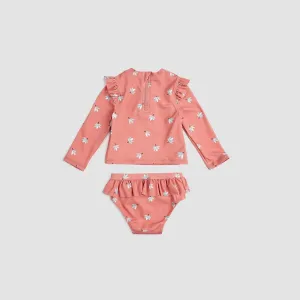 The Pink Floral Rashguard Swim Set - BABY