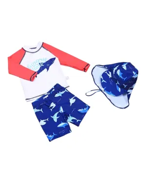 Three-Piece Patterned Boys' Swimwear Set
