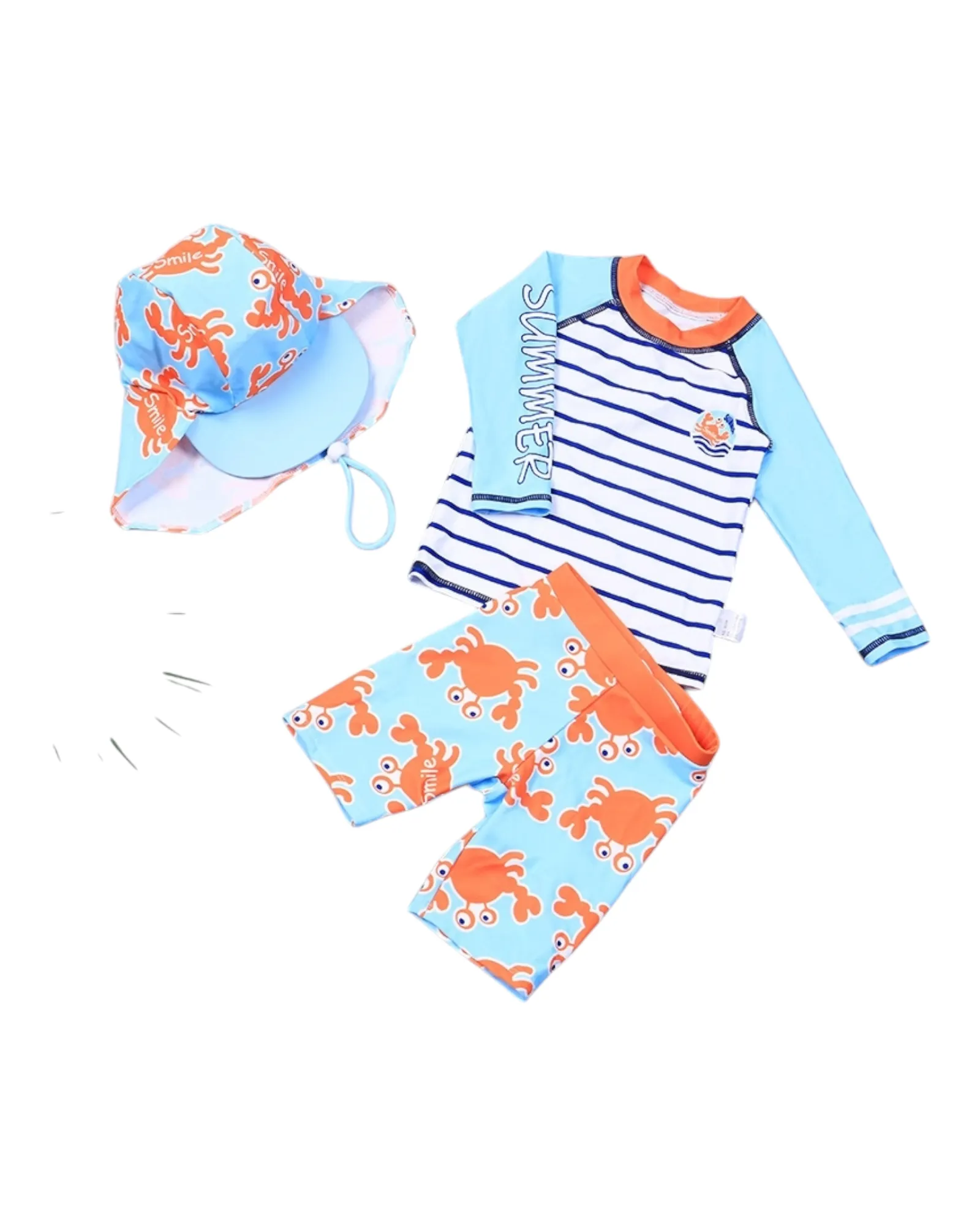 Three-Piece Patterned Boys' Swimwear Set