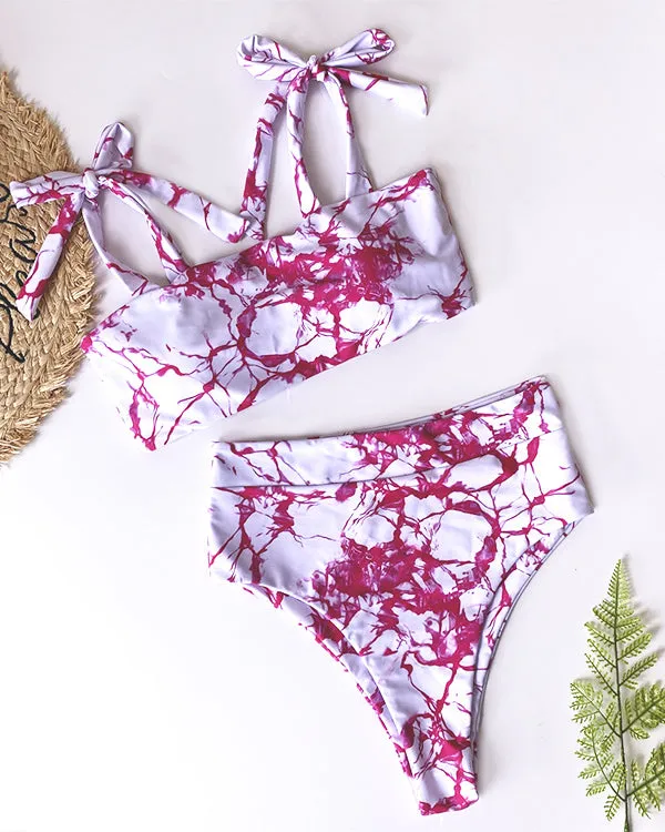 Tie Dyed Tie Shoulder Bikini Sets