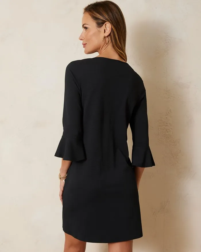 Tommy Bahama Island Cays Flounce Sleeve Dress Coverup - Black