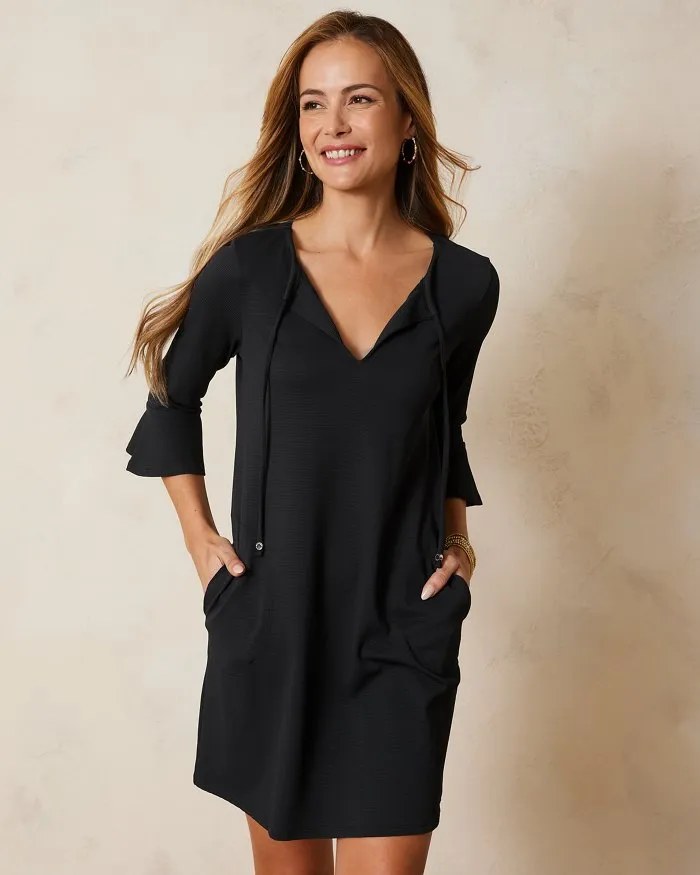 Tommy Bahama Island Cays Flounce Sleeve Dress Coverup - Black