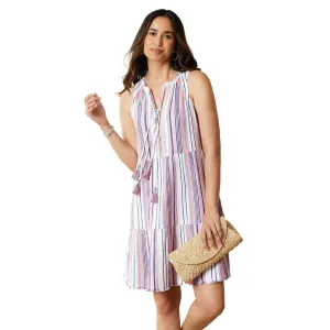 Tommy Bahama Mykonos Stripe Tiered Dress Cover Up - Pure Coral