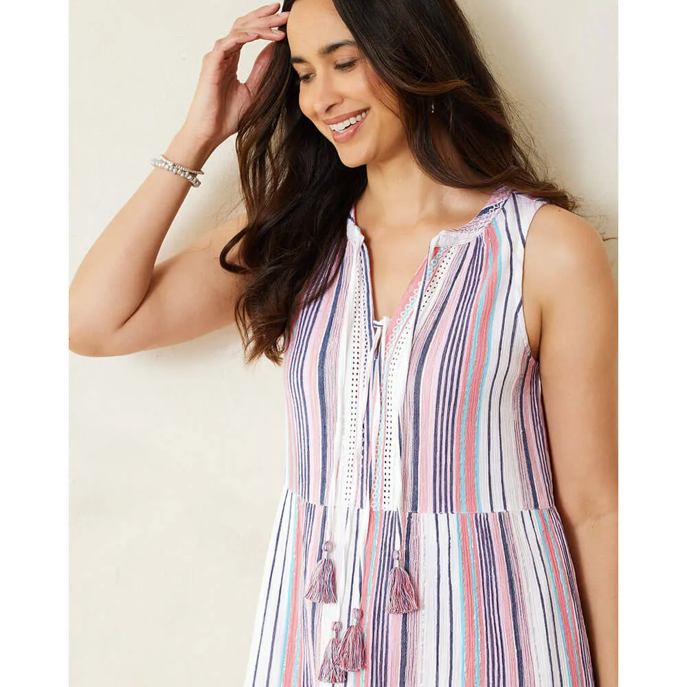 Tommy Bahama Mykonos Stripe Tiered Dress Cover Up - Pure Coral