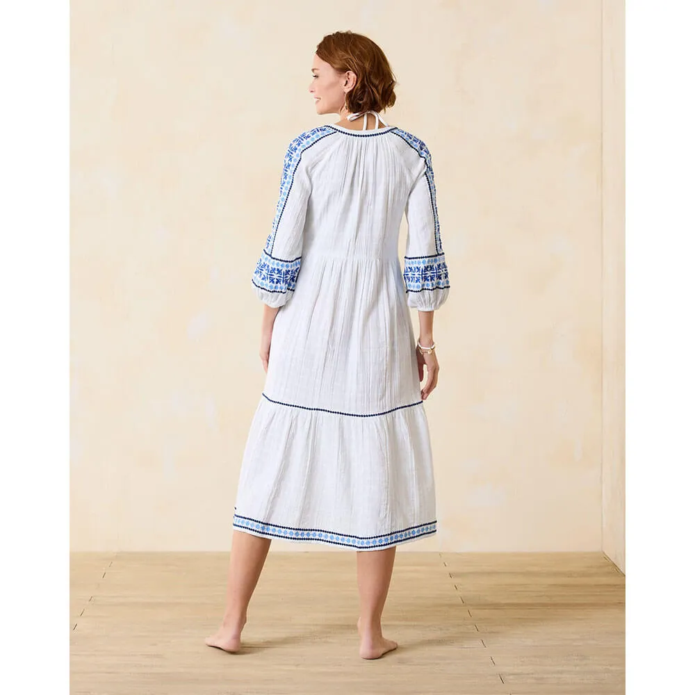 Tommy Bahama Mykonos Tiered Midi Dress Cover Up - White