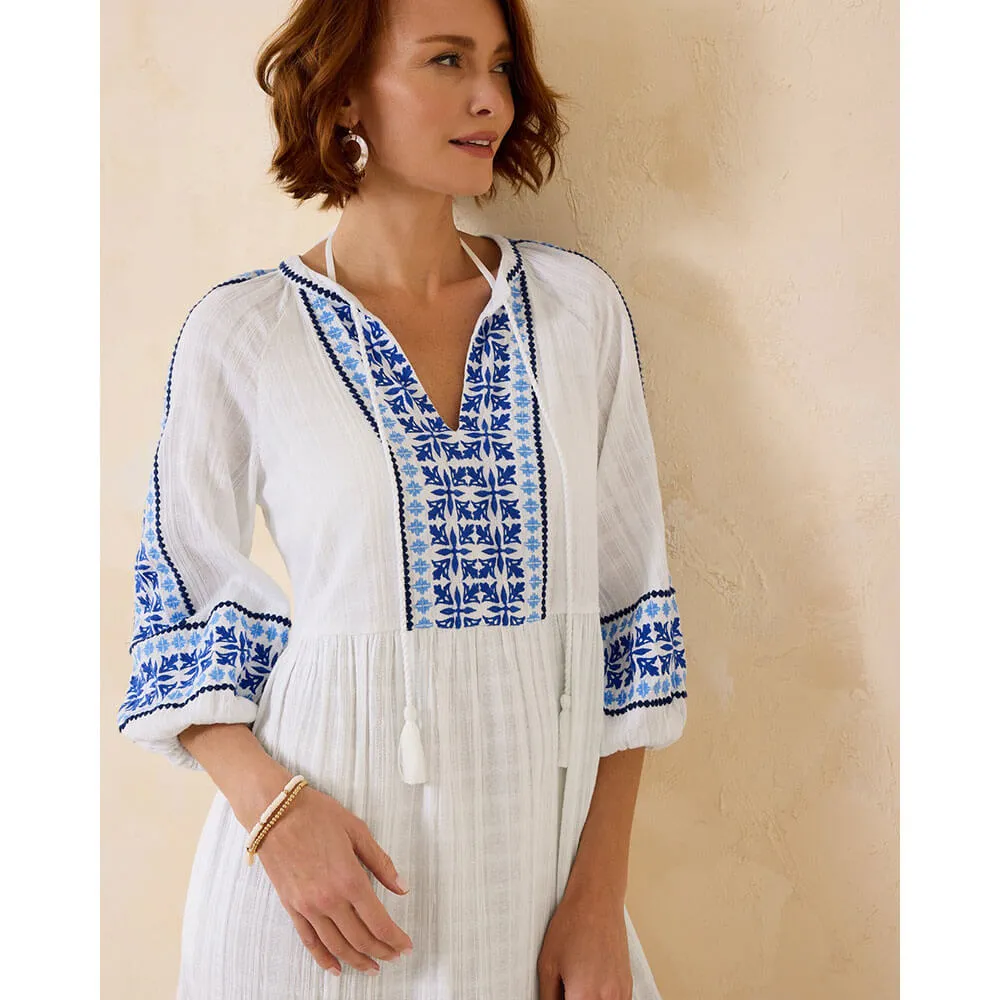 Tommy Bahama Mykonos Tiered Midi Dress Cover Up - White