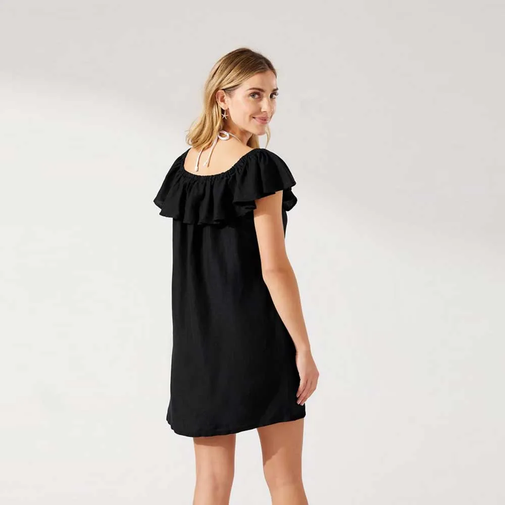 Tommy Bahama St. Lucia Off The Shoulder Ruffle Dress Cover Up - Black