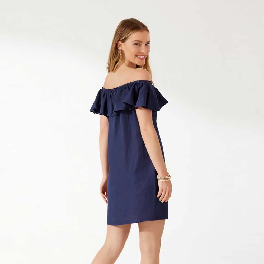 Tommy Bahama St. Lucia Off The Shoulder Ruffle Dress Cover Up - Mare Navy