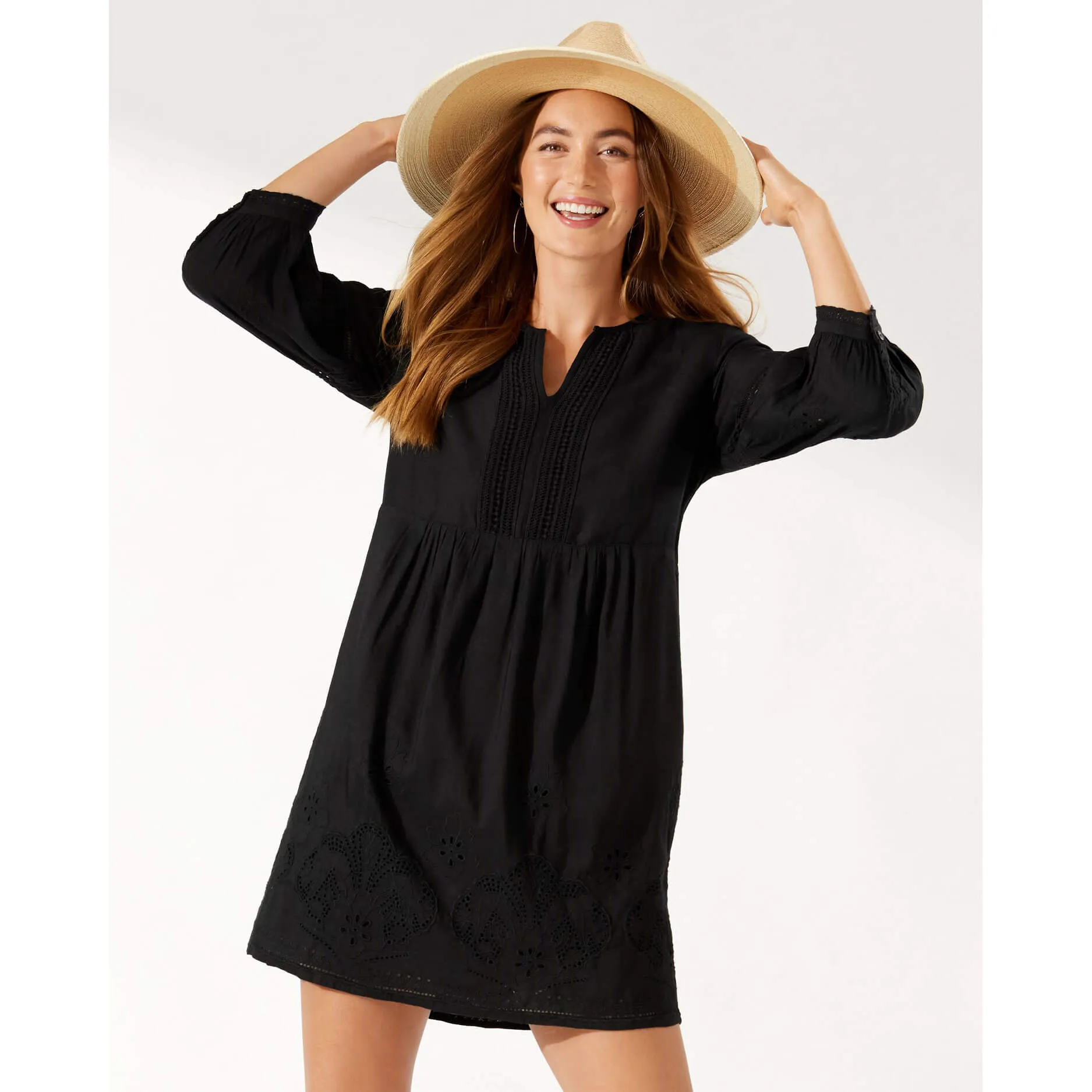 Tommy Bahama St. Lucia Split Neck Dress Coverup - Black