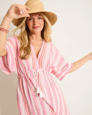 Tommy Bahama Womens Geo Jacquard Midi Dress Coverup - Preppy Pink