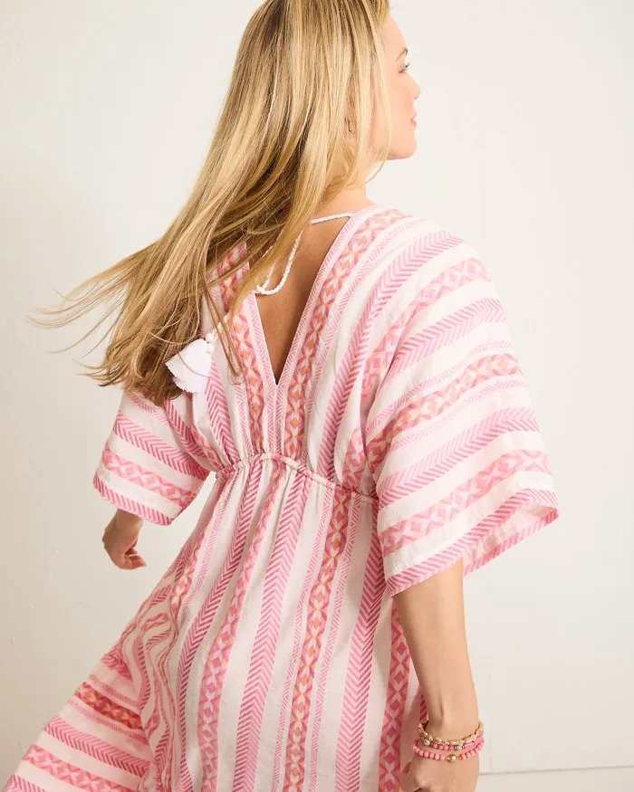 Tommy Bahama Womens Geo Jacquard Midi Dress Coverup - Preppy Pink