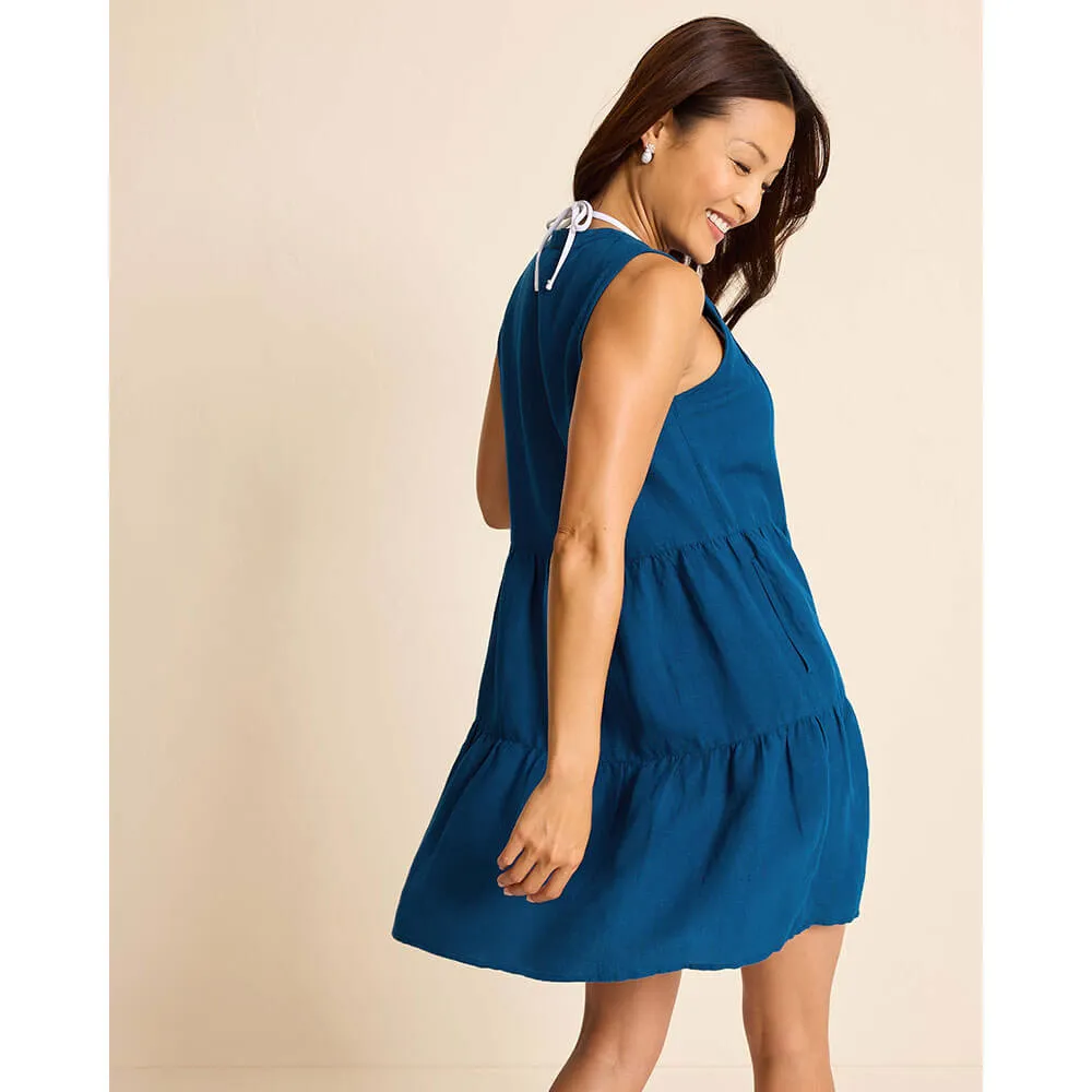 Tommy Bahama Womens St Lucia Sleeveless Tier Dress Coverup - Indigo Tide
