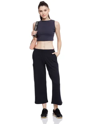 TOP STITCHED JERSEY CULOTTES (BLACK)