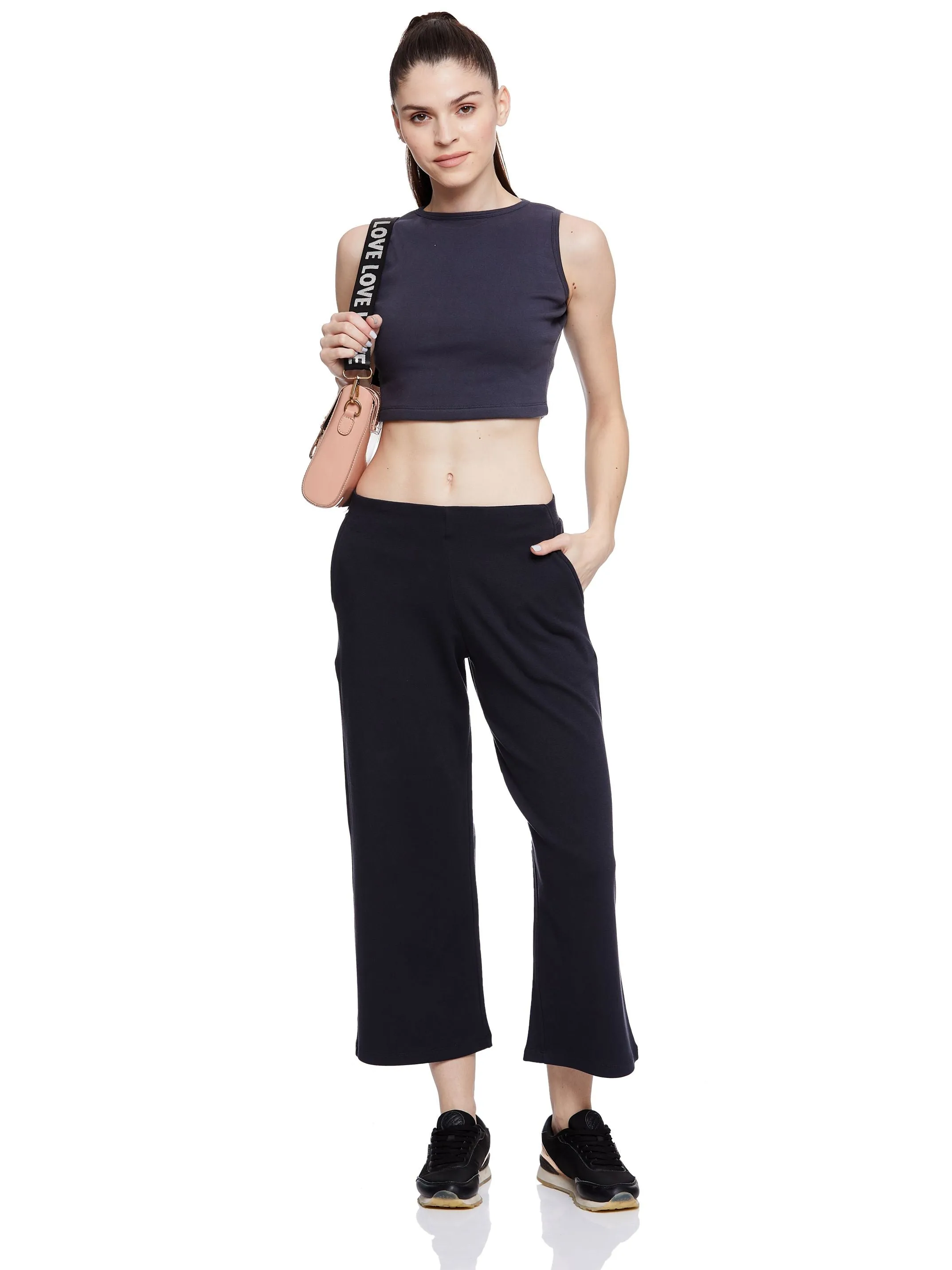 TOP STITCHED JERSEY CULOTTES (BLACK)