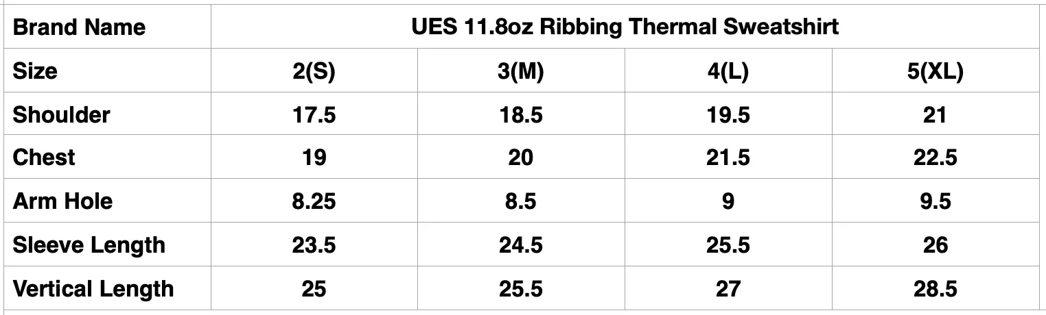 UES 11.8oz Ribbing Thermal Sweatshirt (Solid Black)