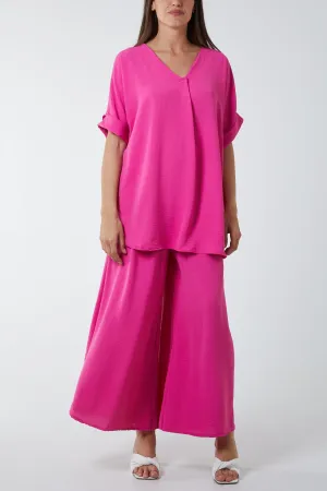 V-Neck Blouse Wide Leg Culottes Co-Ord
