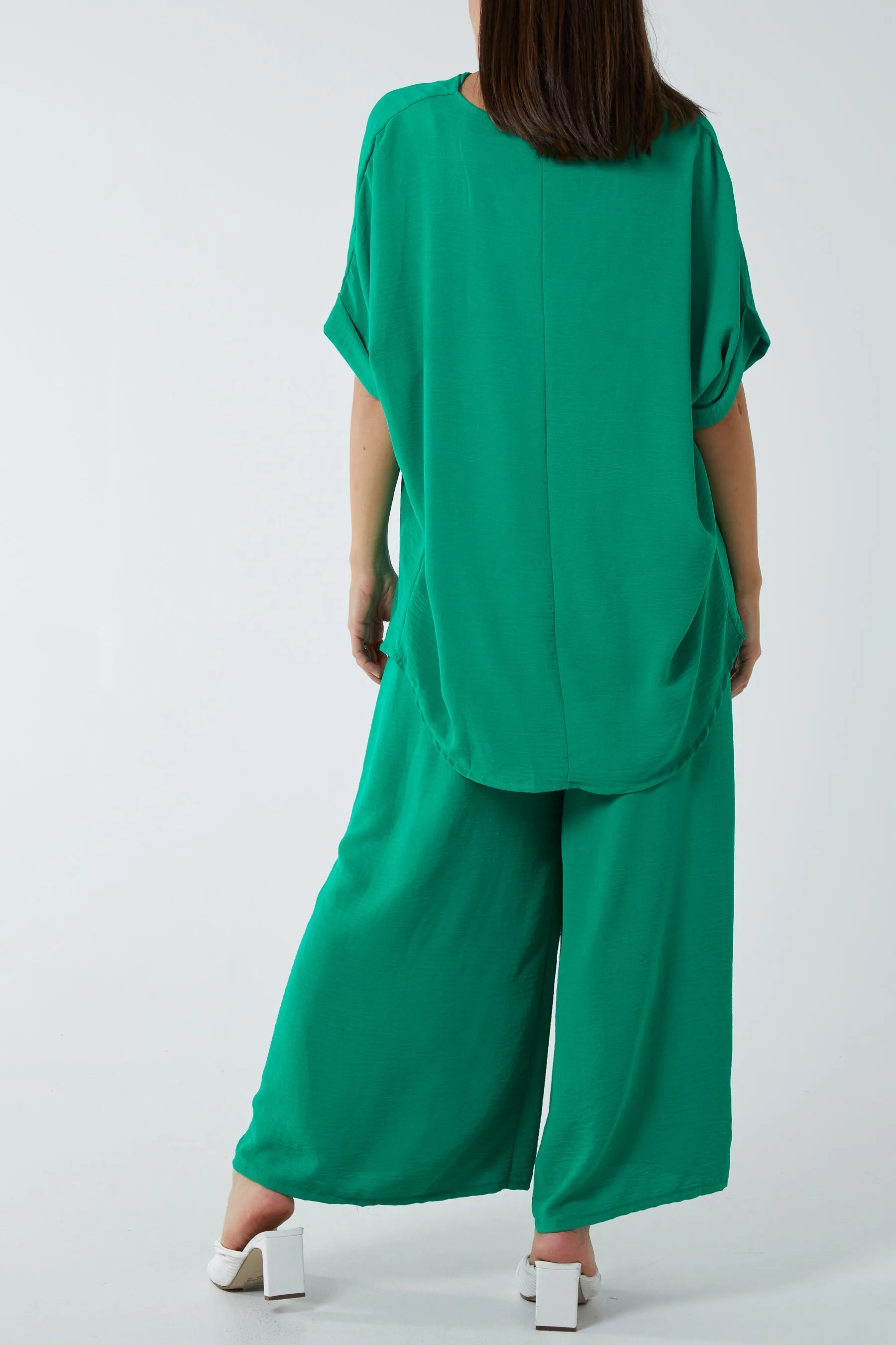 V-Neck Blouse Wide Leg Culottes Co-Ord