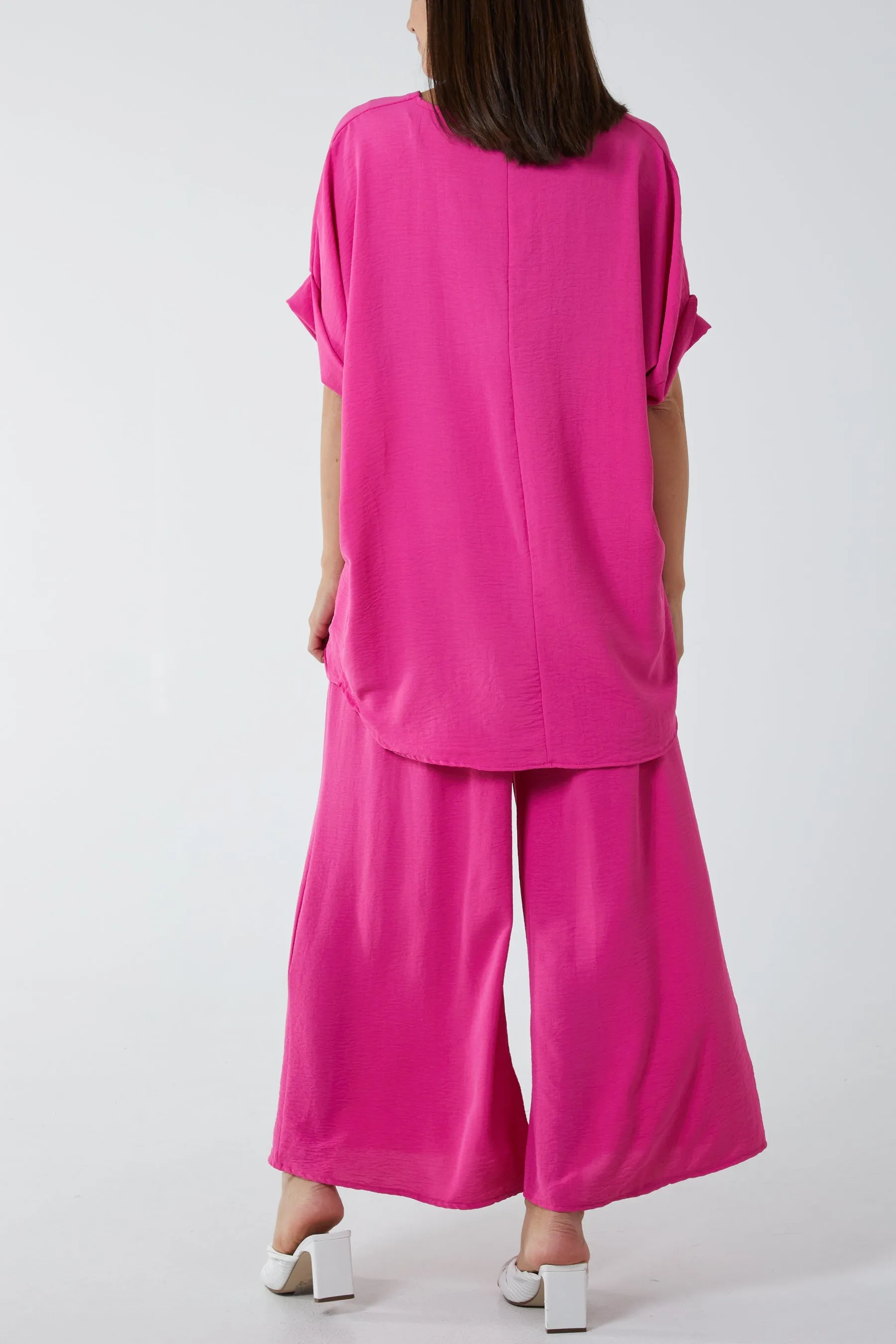 V-Neck Blouse Wide Leg Culottes Co-Ord