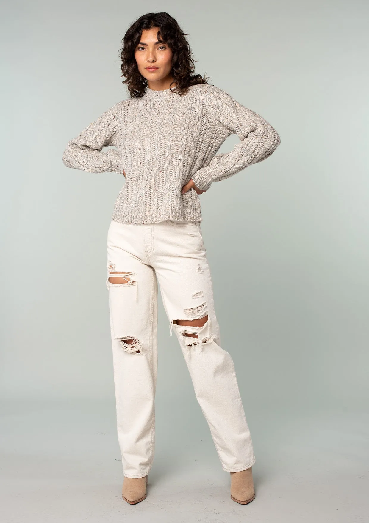 Vintage Speckled Ladder Stitch Pullover Sweater